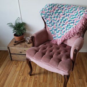 Handmade Vintage Tassel Crochet Knit Blanket Throw